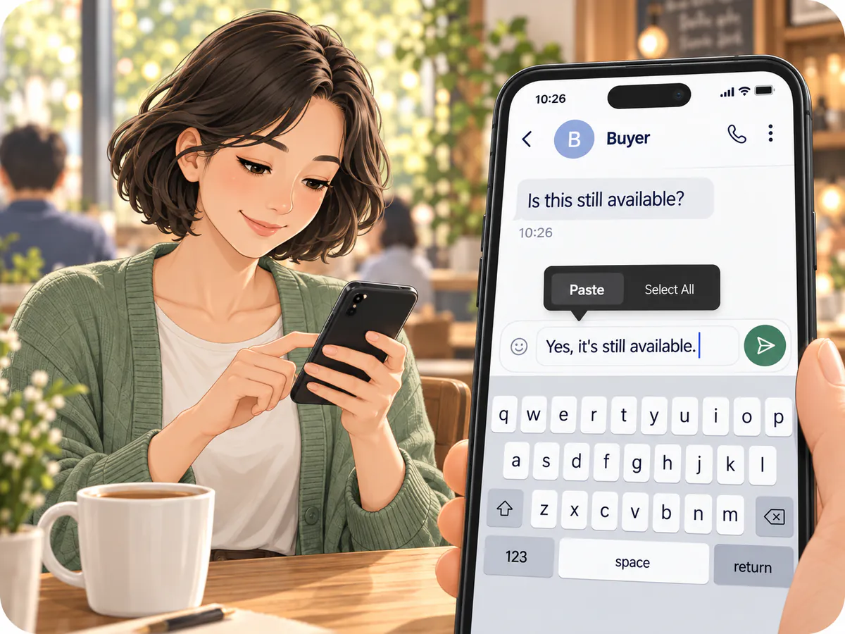 A copied ClipMate message being pasted into a phone conversation