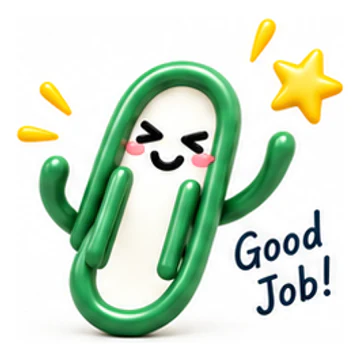 Green ClipMate character expressing Good job!