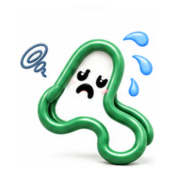 Green ClipMate character expressing Flustered