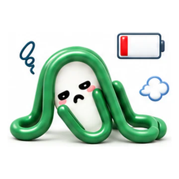 Green ClipMate character expressing Tired