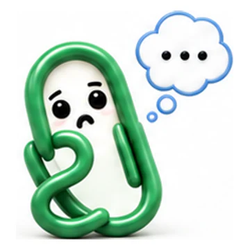 Green ClipMate character expressing Thinking...