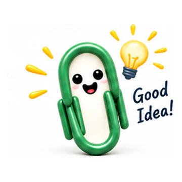 Green ClipMate character expressing Good idea!